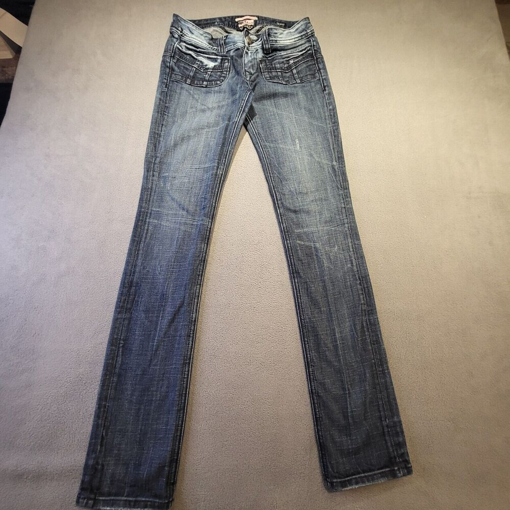 ReRock Express Jeans Womens 0 Blue Skinny Leg Distressed Stretch Denim